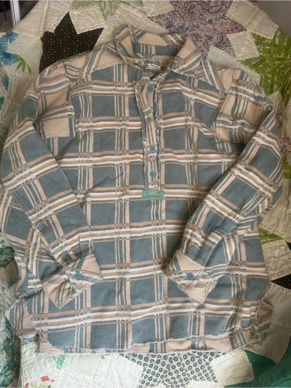 Free People Arizona Sky Plaid Pullover Blanket Shirt